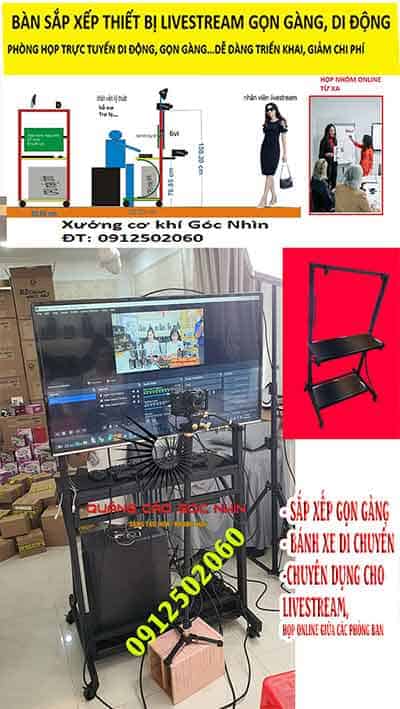 bàn họp di động sắp xếp gọn các thiết