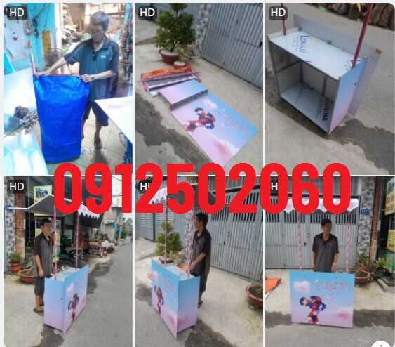 xe đẩy bán hàng gấp gọn