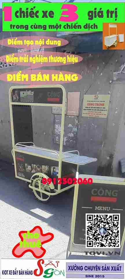 hệ thống posm xe 120cm và standee chữ A cho Cộng Cà Phê