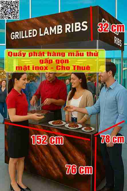 uầy booth gấp gọn 150cm cho thuê tại tphcm