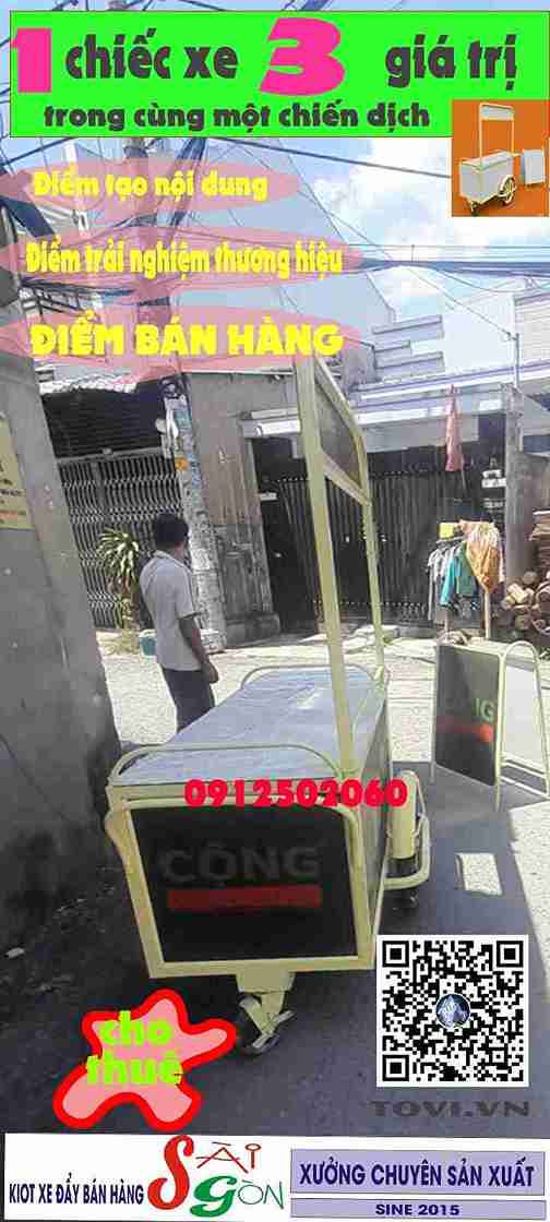 Thiết kế xe bán hàng lưu động 120cm co branding