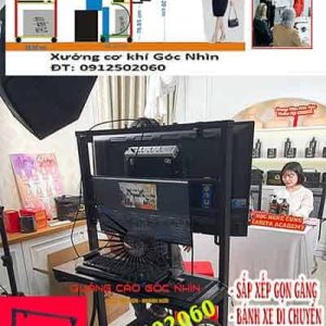 bàn sắp xếp máy tính, màn hình, camera, đèn chiếu...sử dụng cho livetream online