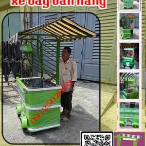 Xe đẩy bán hàng có mái che