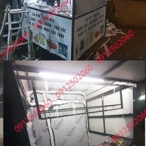 Cấu tạo kiot ngoài trời khung sắt ốp alu