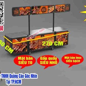 quầy booth sampling big size 279x60cmcos standee chữ A tovi