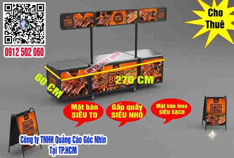 quầy booth sampling big size 279x60cmcos standee chữ A tovi